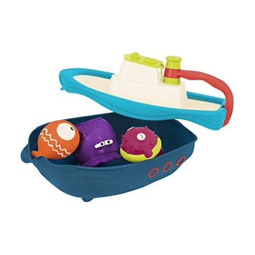  B. toys by Battat B. Toys  Off The Hook  Bath & Beach Toy Boat with Squirting Toys & Hidden Storage Compartment