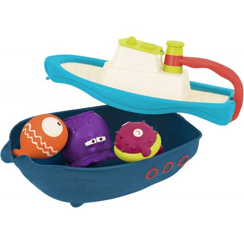  B. toys by Battat B. Toys  Off The Hook  Bath & Beach Toy Boat with Squirting Toys & Hidden Storage Compartment