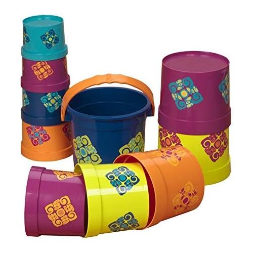  B. toys by Battat B. toys  Stacking Cups  Bazillion Buckets  10 pcs  Colorful Nesting Cups  Bath & Backyard  Stackable Learning Toy  Toddler, Kids  18 months +