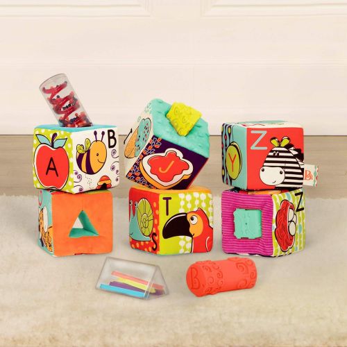  B. toys by Battat B. Toys  ABC Block Party Baby Blocks  Soft Fabric Building Blocks for Toddlers  Educational Alphabet Blocks with 6 Textured Toy Blocks & 5 Shapes  Grab & Stack Blocks