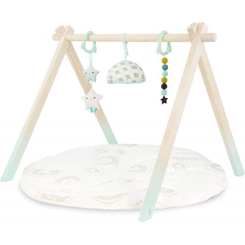  B. toys by Battat B. toys  Wooden Baby Play Gym  Activity Mat  Starry Sky  3 Hanging Sensory Toys  Organic Cotton  Natural Wood  Babies, Infants