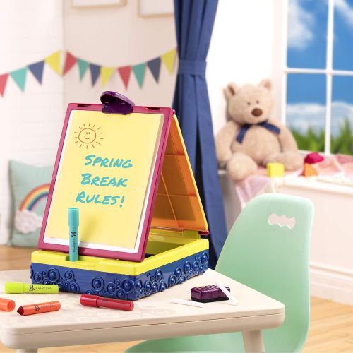  [아마존베스트]B. toys by Battat B. Toys  Table Top Easel for Kids  Double Sided Drawing Board with Chalk, Markers, Eraser  Portable Chalkboard & Whiteboard  Take It Easel  2 Years +