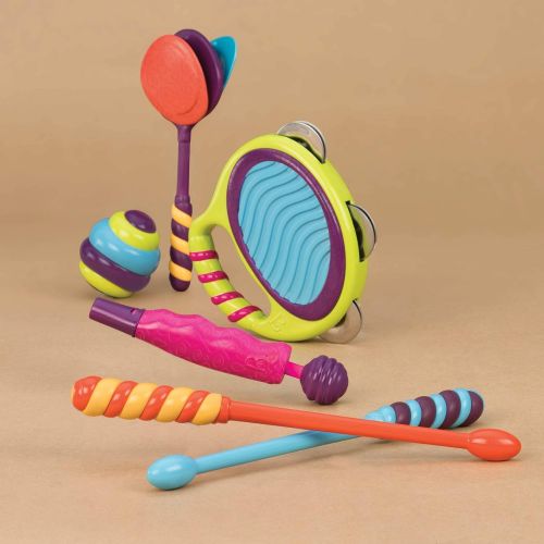  [아마존베스트]B. toys by Battat B. toys  Drumroll Please  7 Musical Instruments Toy Drum Kit for Kids 18 months + (7-Pcs)
