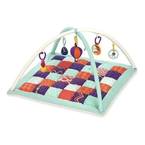  B. toys by Battat  Wonders Above Activity Quilt  Baby Play Mat Gym with 5 Hanging Toys for Newborns