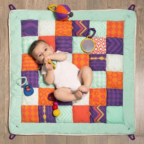  B. toys by Battat  Wonders Above Activity Quilt  Baby Play Mat Gym with 5 Hanging Toys for Newborns