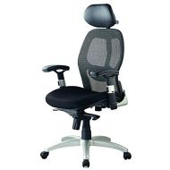B.ONE Office Chair Backrest with Black Mesh Seat & Headrest with Black Fabric, Knee Tilt Mechanism Thick Seat Cushion - Adjustable Head & Arm Rests, Seat Height - Reclines