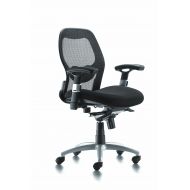 B.ONE Office Chair Backrest with Black Mesh Seat with Black Fabric, Knee Tilt Mechanism Thick Seat Cushion - Adjustable Arm Rests, Seat Height - Reclines