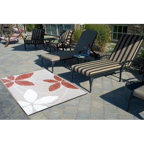  B.b.begonia Outdoor Rug Patio Mat - (4ft x 6ft) - Alaska, Reversible Design in Red and White as Outdoor Area Rug- by b.b.begonia