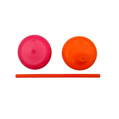  b.box Universal Silicone Sippy Lid & Straw Top Travel Pack | Fits Most Standard Cups Turning Them into a Sippy Cup or Cup with Straw | Color: Strawberry Shake | 1 Sippy Cup Lid & 1