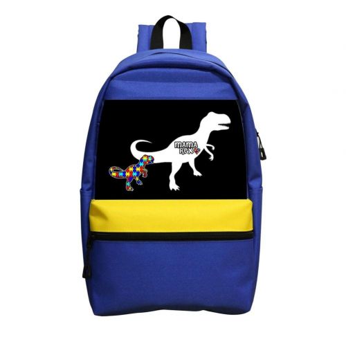 B1TS Fashion Autism Awareness Dinosaur Kids School Bag Cool Child Backpack For Girls & Boys & Student Blue