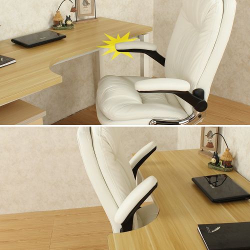  B2C2B Ergonomic Office Chair - High Back Desk Chair with Flip-Up Arms and Comfy Thick Cushion Leather Computer Chair Big and Tall 350lb Weight Capacity, White