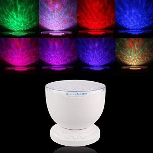  BA1 Sensory bA1 Sensory - [Newest Design] - Calming Autism Ocean-Wave Aurora Multicolor OR Blue Projector LED Night Light - Built in Speaker - 8 Color Options - Daren Waves Portable Aurora Lig