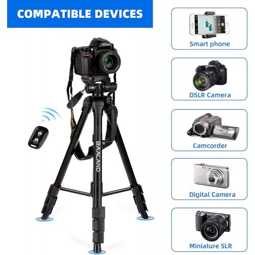  Universal Complete Tripod Units with Remote Shutter, BAALAND 70 Lightweight Camera Phone Tripode for Canon Rebel T7 DSLR Sony