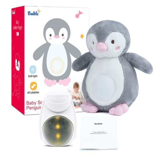  BABLE Baby Shower Gifts with Night Light Sleep Aid, Soother White Noise Sound Machine with 40 Lullabies, New Baby Gift Smart Sleep Soother Portable Soft Stuffed Animal for Babies(9.5in)