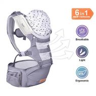 BABLE Bable Baby Carrier with Hip Seat, 6-in-1 Convertible Carrier, 360 Ergonomic Baby Carrier Backpack, Cool MESH for Spring and Summer - for 8-33lbs - Baby Wrap Carrier, (Grey)