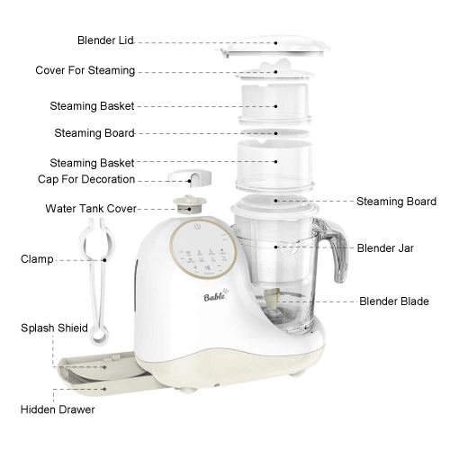  [아마존 핫딜]  [아마존핫딜]BABLE Baby Food Maker for Infants and Toddlers, Bable All-in-1 Food Processor Mills Machine with Steam, Blend, Chop, Sterilize, Warm Milk, Defrost, Grinder to Make Puree and Juice, Touch