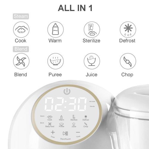  [아마존 핫딜]  [아마존핫딜]BABLE Baby Food Maker for Infants and Toddlers, Bable All-in-1 Food Processor Mills Machine with Steam, Blend, Chop, Sterilize, Warm Milk, Defrost, Grinder to Make Puree and Juice, Touch