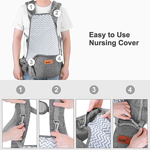  [아마존베스트]BABLE Bable Baby Carrier Hip Seat, 360 Ergonomic Baby Carrier with Breastfeeding Nursing Cover, 6-in-1 Convertible Carrier for All Seasons, Toddler Tush Stool, Baby Wrap Carrier Front an