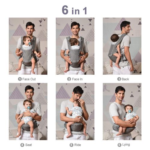  [아마존베스트]BABLE Bable Baby Carrier Hip Seat, 360 Ergonomic Baby Carrier with Breastfeeding Nursing Cover, 6-in-1 Convertible Carrier for All Seasons, Toddler Tush Stool, Baby Wrap Carrier Front an