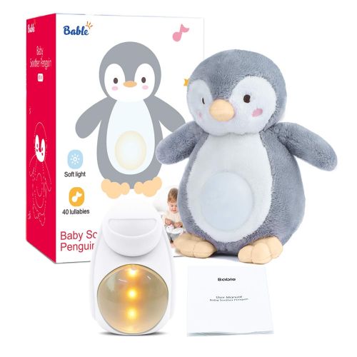  BABLE Baby Shower Gifts with Night Light Sleep Aid, Soother White Noise Sound Machine with 40 Lullabies, New Baby Gift Soother Portable Soft Stuffed Animal for Babies (Yellow)