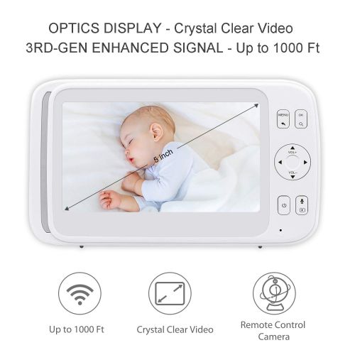  BABLE Bable Baby Monitor with Camera G1, 5 Inch Video Baby Monitor with 4G Optical Glass Remote Camera, Up to 1000 Feet, Automatic Tracking, Motion Detecting, VOX, Intercom