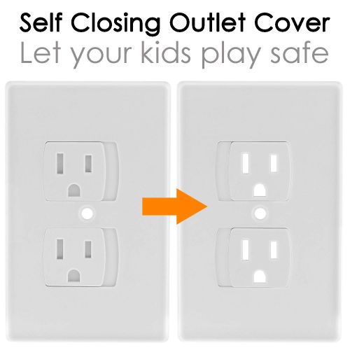  [아마존베스트]Baby Droem Self Closing Electrical Outlet Covers, Child Proof Safety Universal Wall Socket Plugs, Automatic Sliding Cap Cover Standard Wall Outlet Plate (8 Pack)