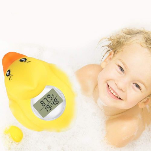  [아마존베스트]BABY ELF BabyElf Baby Thermometer - Baby Bath and Room Thermometer, Floating Alarm for Infant Bathtub and Swimming Pool, Yellow Duck