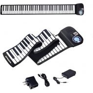 BABY JOY 88 Keys Roll Up Piano, Upgraded Electronic Piano Keyboard, Portable Piano w/Bluetooth, MP3 Headphone USB Input, MIDI OUT, 128 Rhythms, Record, Play, Volume Control (Black, 88Keys)