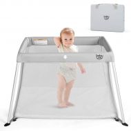 BABY JOY Baby Playpen, Ultra-Light Aluminum Portable Travel Crib with Comfy Mattress & Oxford...