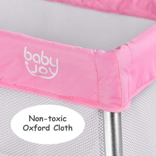  BABY JOY Baby Playpen, Ultra-Light Aluminum Portable Travel Crib with Comfy Mattress & Oxford...