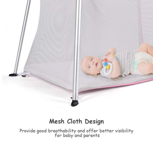  BABY JOY Baby Playpen, Ultra-Light Aluminum Portable Travel Crib with Comfy Mattress & Oxford...