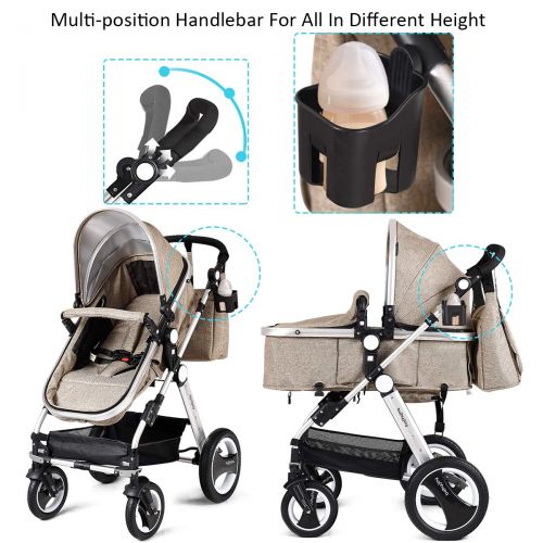  BABY JOY Baby Stroller, Aluminum 2-in-1 Foldable Toddler Stroller, Convertible Bassinet Reclining...