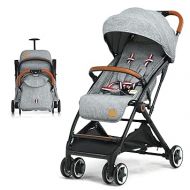 BABY JOY Lightweight Baby Stroller, Compact Toddler Travel Stroller for Airplane, Infant Stroller w/ 5-Point Harness, Adjustable Backrest/Footrest/Canopy, Storage Basket, Easy One-Hand Fold, Gray