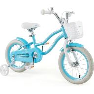 BABY JOY Kids Bike, 12 14 16 18 Inch Boys Girls Bike for 3-8 Years Old w/Training Wheels, Adjustable Seat, Removable Basket, Handbrake & Coaster Brake, Kids Bicycle