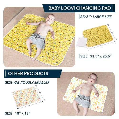  BABY LOOVI Changing Pad - Diaper Change Pad Large Size (25.5”x31.5”) - Portable Waterproof Baby Changing Pad for Girls Boys Newborn - Multi-Function Storage Bag for Travel Changing Mat