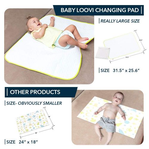  [아마존베스트]BABY LOOVI Changing Pad Portable - Biggest Reusable Changing Mat - Large Size - Comfortable Diaper Change Mat White Color Reinforced Seams - Free Multi-Function Storage Bag