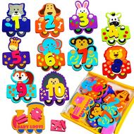 BABY LOOVI Foam Bath Toys - 100% Non-Toxic Bathtub Numbers - Best Baby Bath Toy for Kids Girls Boys - Set of 27 pcs - Preschool Educational Floating Bathtub Toys - Free Bath Toy Organizer