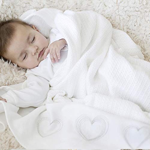  BABY SENSE Baby Sense Cellular 100% Premium Cotton Blanket (Love/White)