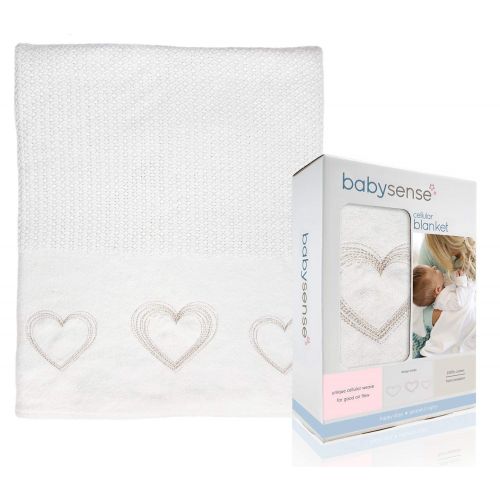  BABY SENSE Baby Sense Cellular 100% Premium Cotton Blanket (Love/White)