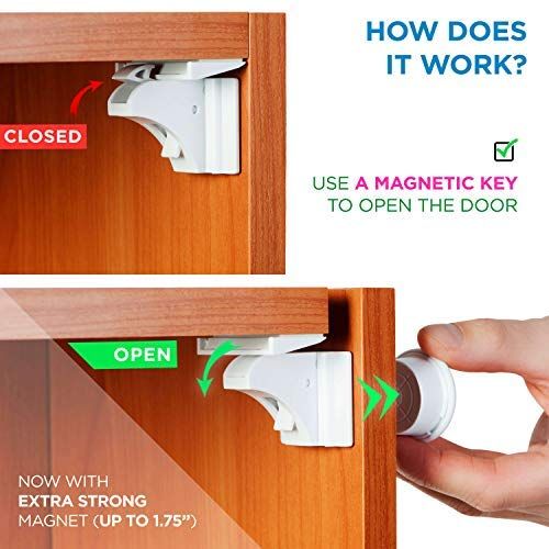  [아마존베스트]BABY TRUST Baby Proofing and Childproof Cabinet Locks for Child Safety - for Kitchen Bathroom Cabinet and Drawer | Easy to Install and Hidden (12-Lock Set)