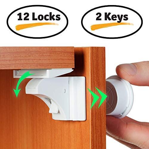  [아마존베스트]BABY TRUST Baby Proofing and Childproof Cabinet Locks for Child Safety - for Kitchen Bathroom Cabinet and Drawer | Easy to Install and Hidden (12-Lock Set)