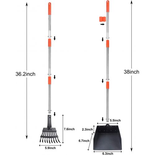  [아마존 핫딜] BABYLTRL Babyltrl Dog Pooper Scooper, Stainless Metal Pet Poop Tray and Rake with Adjustable Long Handle, Pet Waste Removal Pooper Scooper for Large and Small Dogs