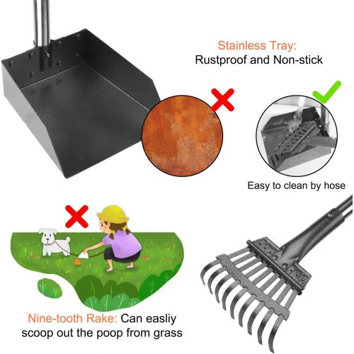  [아마존 핫딜] BABYLTRL Babyltrl Dog Pooper Scooper, Stainless Metal Pet Poop Tray and Rake with Adjustable Long Handle, Pet Waste Removal Pooper Scooper for Large and Small Dogs