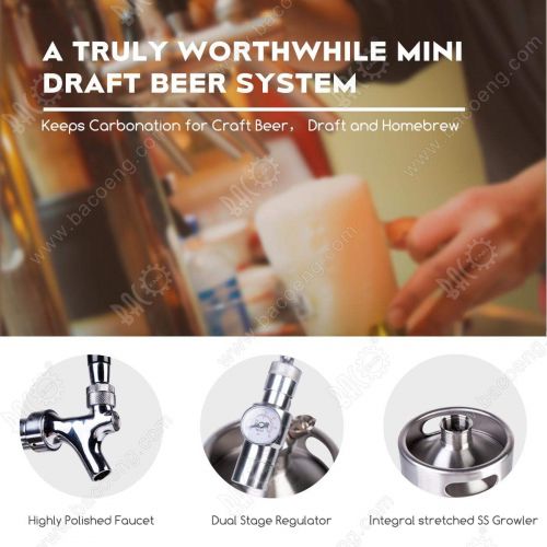  BACOENG 128 Ounce Pressurized Keg Growler, Kegerator for Home Brew Beer with Updated CO2 Regulator