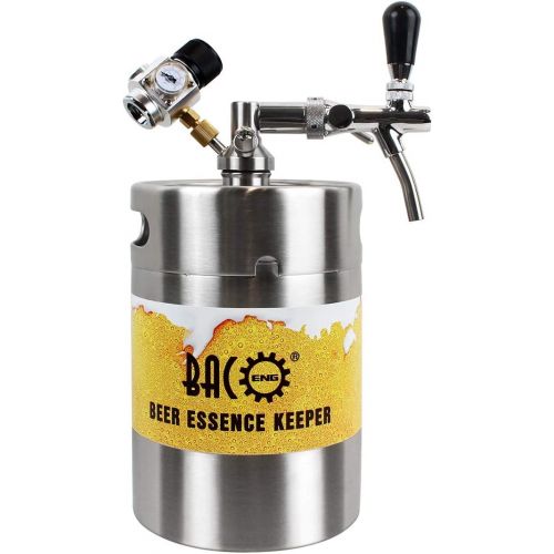  BACOENG 64 Ounce Pressurized Keg Growler, Kegerator for Home Brew Beer with Updated CO2 Regulator