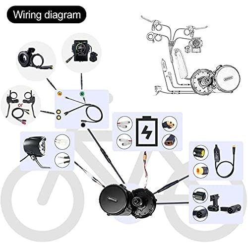  BAFANG 36V/48V 500W BBS02B E-Bike Conversion Motor Kit DIY LCD Display Electric Bike Kit with Battery and Charger