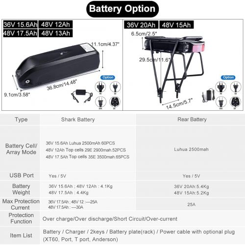  BAFANG 36V/48V 500W BBS02B E-Bike Conversion Motor Kit DIY LCD Display Electric Bike Kit with Battery and Charger