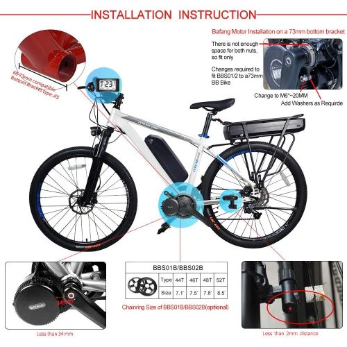  BAFANG Electric Bike Mid Drive Crank Motor BBS02B 36v 500w DIY Bicycle Conversion Kit 8FUN 500W Mid Motor Kit