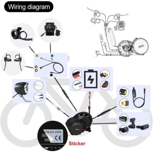  BAFANG Electric Bike 48V/52V 1000W Ebike Motor Kit BAFNAG Mid Drive Motor Conversion Kit with 48V 17.5Ah Rear Rack Battery and Charger (Optional)