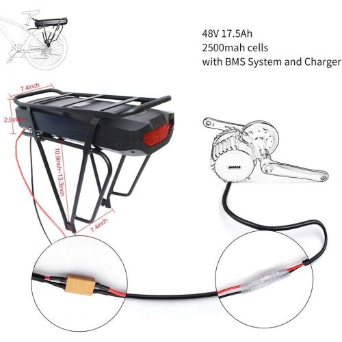  BAFANG Electric Bike 48V/52V 1000W Ebike Motor Kit BAFNAG Mid Drive Motor Conversion Kit with 48V 17.5Ah Rear Rack Battery and Charger (Optional)